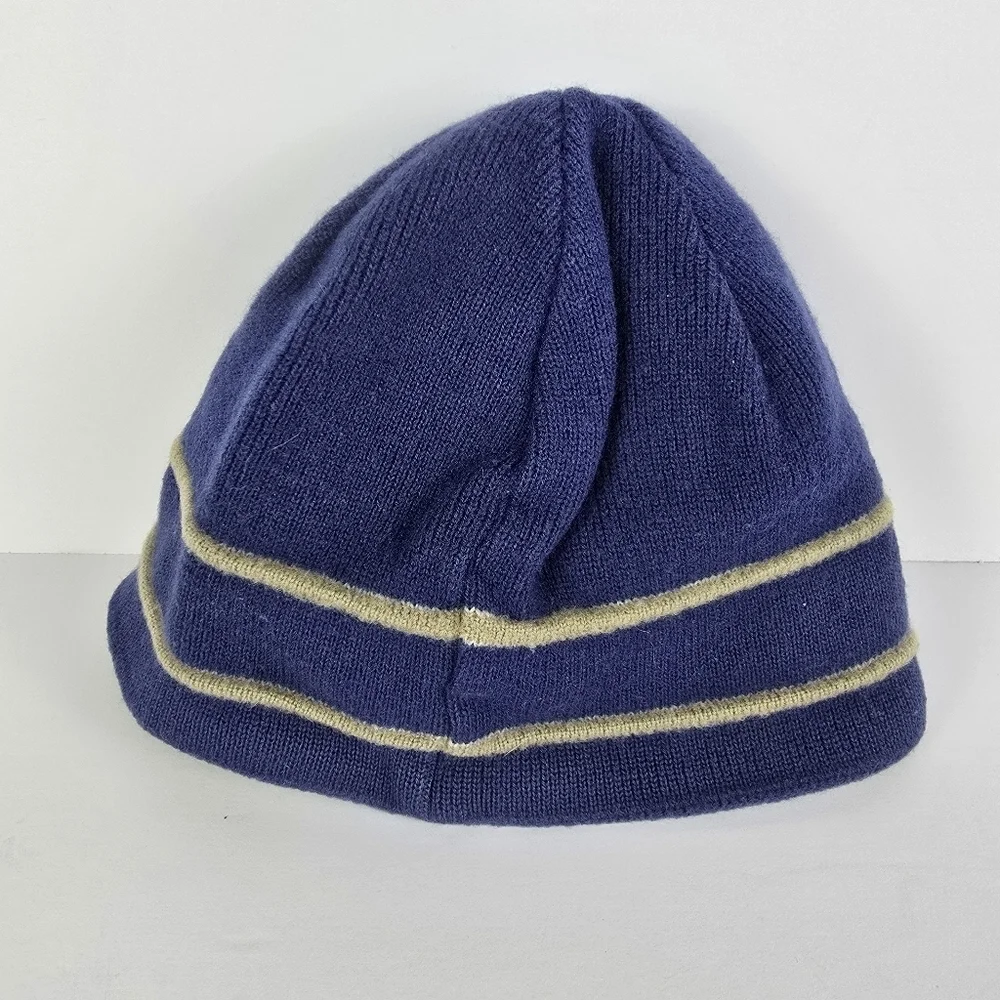 The North Face Kids Logo Blue And Tan Knit Beanie One Size